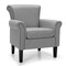 Costway Modern Upholstered Fabric Accent Chair w/ Rubber Wood Legs Dark Gray\Light Grayy